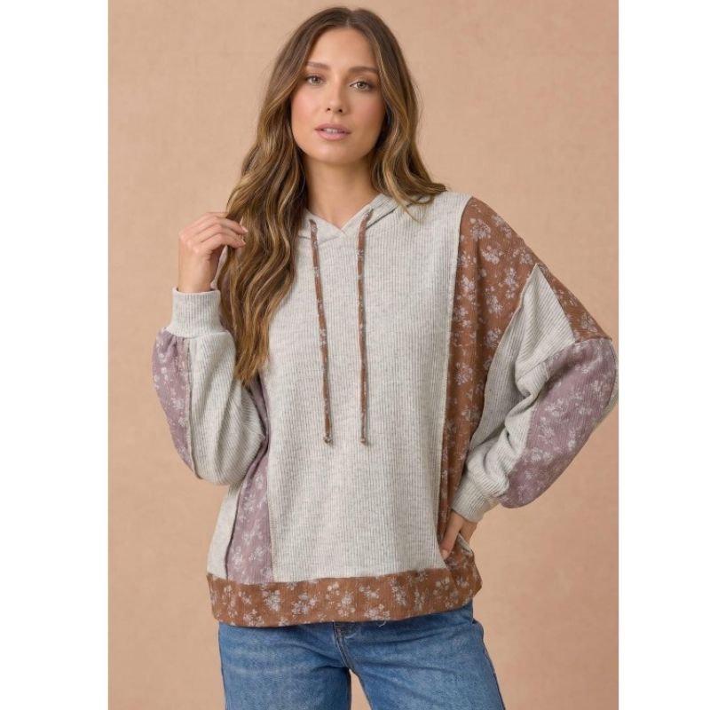 Floral Color Block Hoodie